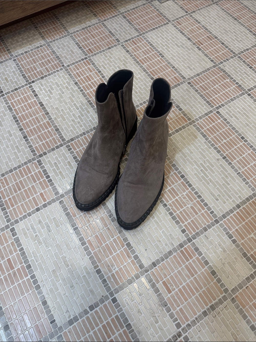 Women's Grey Suede Chelsea Ankle Boots - Sleek Winter Style